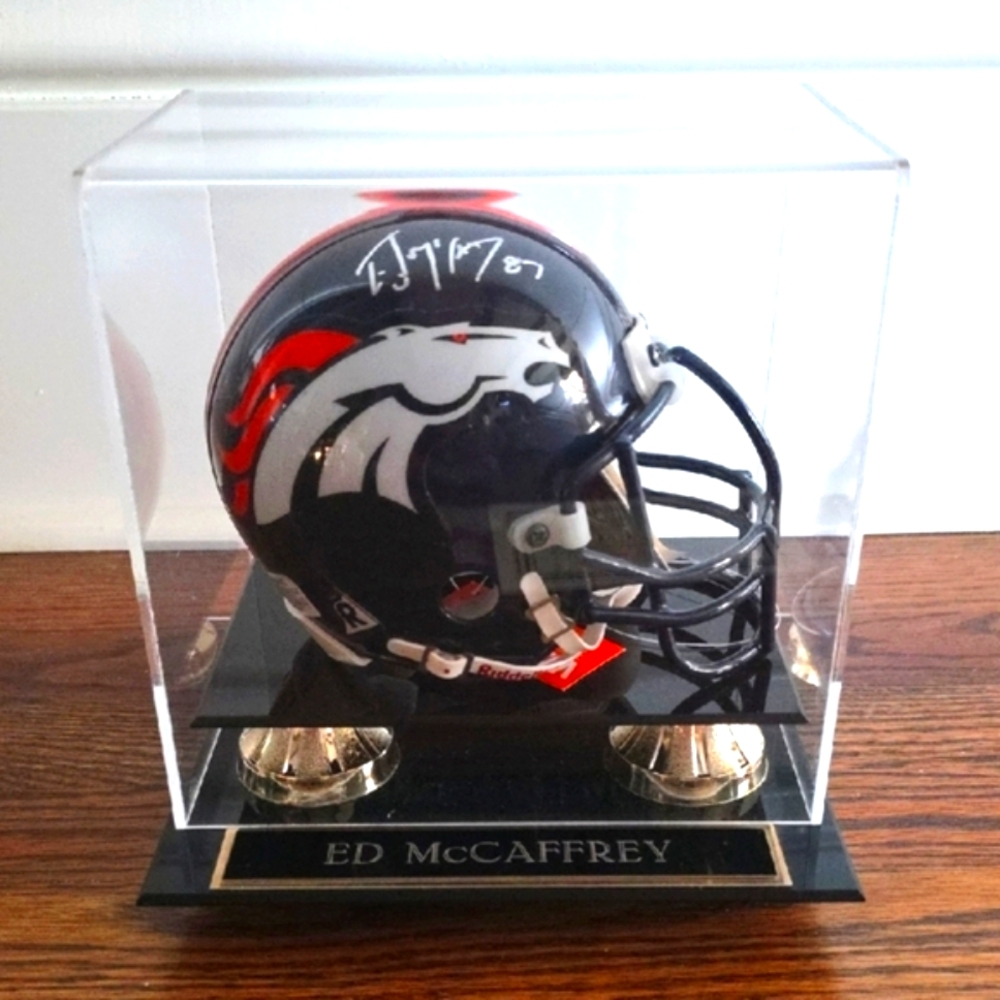 Ed McCaffrey Signed Riddell Speed Mini Helmet in Display Case - Picture 6 of 6